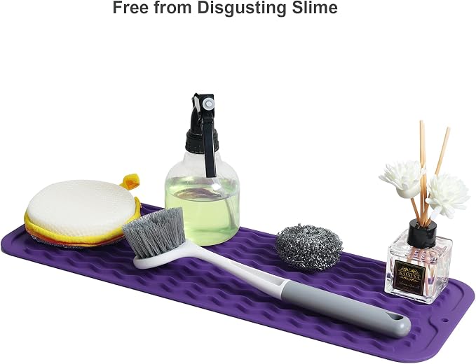 ZLR Small Dish Drying Mat for Kitchen Counter, Meadow Violet | Narrow Silicone - Image 8