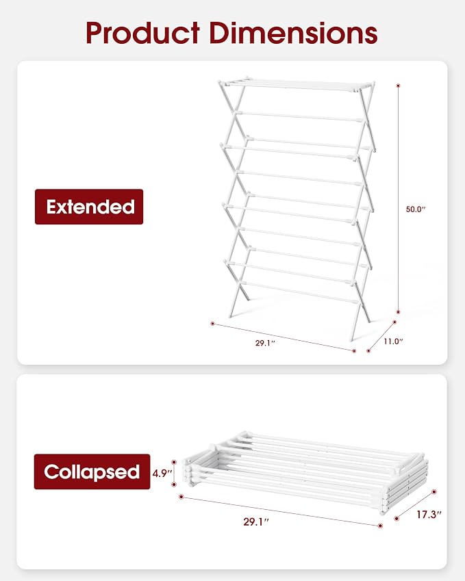 Sakugi Foldable 4-Tier Clothes Drying Rack 50.0" H - Image 3