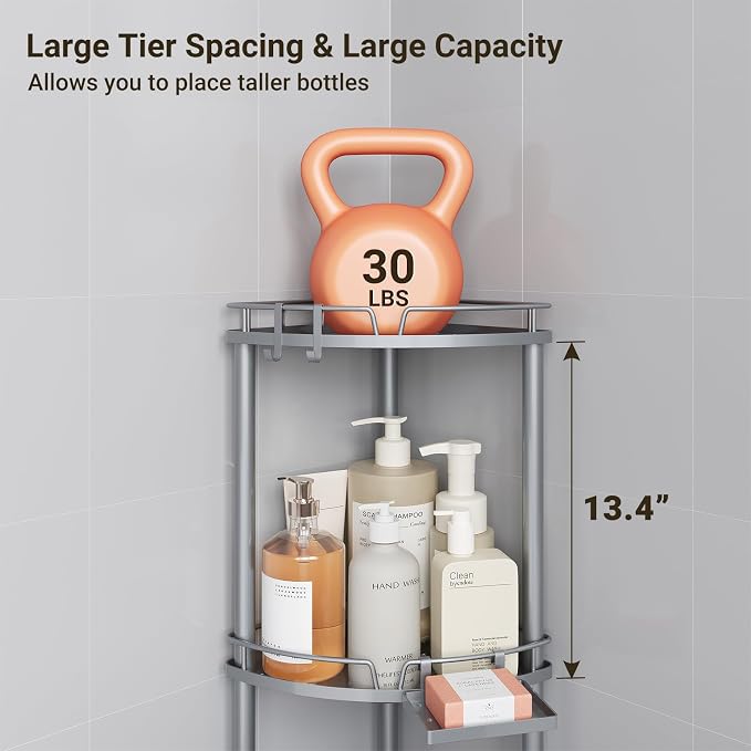 ELYKEN Corner Shower Caddy Standing, 4 Tier Metal Shower Organizer - Image 6