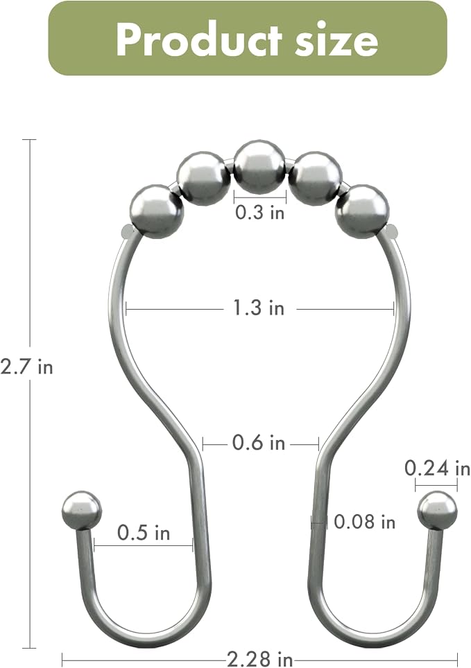 AmazerBath Shower Curtain Hooks, Shower Curtain Rings, Metal Chrome Shower - Image 5