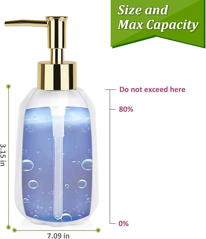14OZ Hand Soap Dispenser for Bathroom and Kitchen, Ceramic | Refillable Hand - Image 2