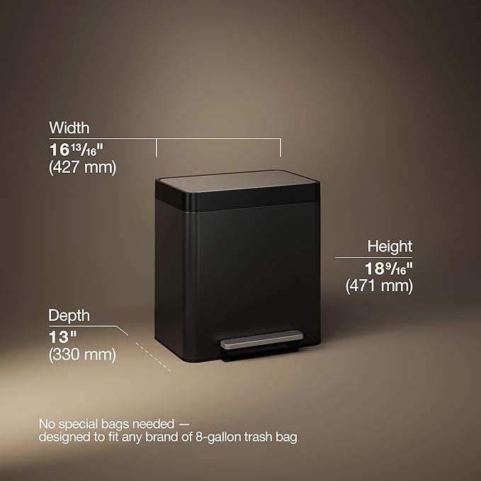 Kohler K-20942-BST 8 Gallon Compact Hands-Free Step Trash Can, Trash Can - Image 4