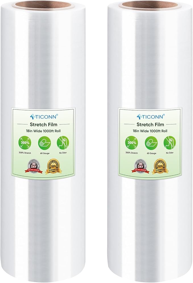TICONN Stretch Wrap Roll, 18 in x 1000 ft Plastic Wrap by TICONN