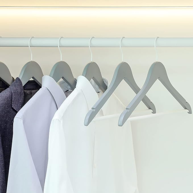 TOPIA HANGER Wooden Hangers 16 Pack Grey/White Heavy Duty Coat Hangers | - Image 7
