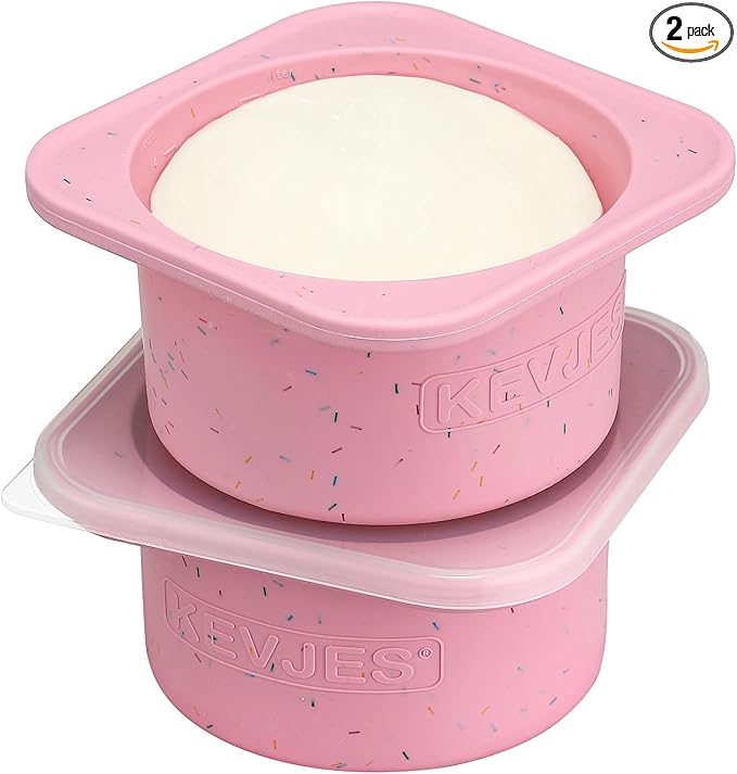 1000ml PLUS Individual Pizza Dough Proofing Containers with Airtight Lids – Food Grade Silicone, Freezer/Dishwasher Safe –Neapolitan Dough Rising & Fermentation – 2 Pack (Cotton Candy)