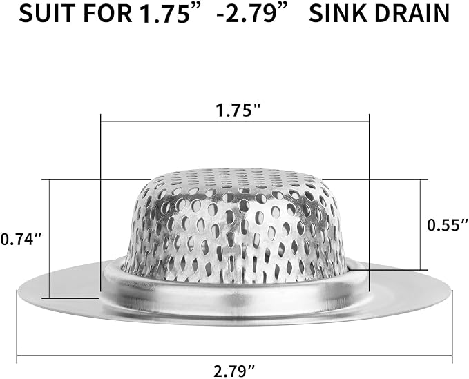 Ohtomber 2PCS 2.79" Stainless Steel Bathtub Drain Strainer Hair Catcher | Fine - Image 2