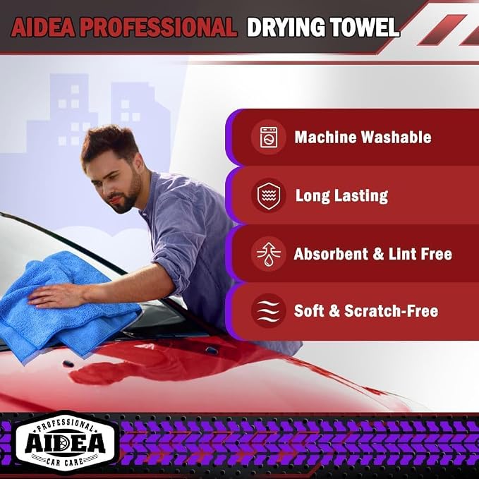 AIDEA Microfiber Towels for Cars-4PK, Large Professional Car Drying Towel - Image 4
