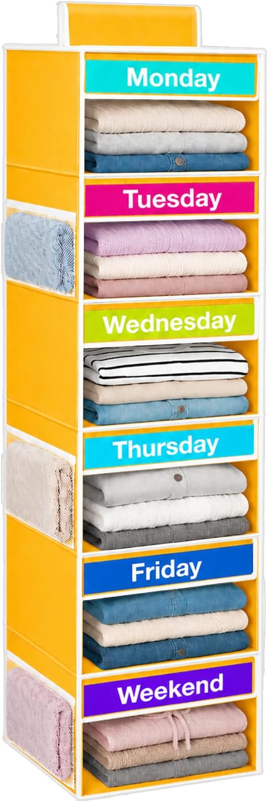Weekly Clothes Organizer for Closet, 6-Shelf Hanging Closet Organizer by Unknown