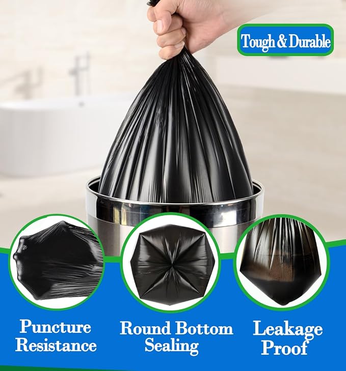 Hommaly 1 Gallon200 pcs Small Black Trash Bags, Strong 1.2 Gallon Garbage Bags - Image 3