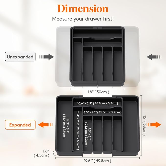 Lifewit Expandable Silverware Drawer Organizer, Kitchen Utensil Tray | BPA-free - Image 3