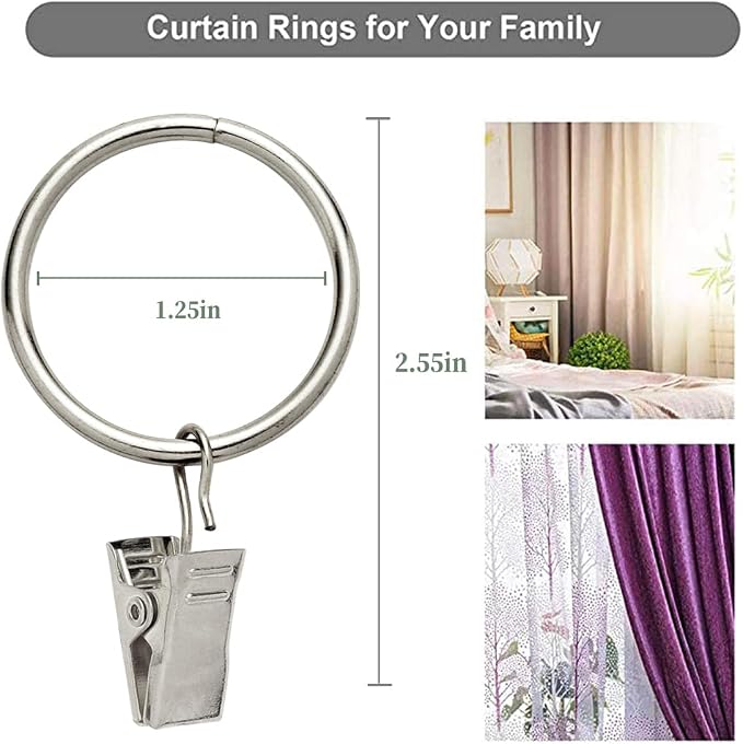 40 Pack Rings Curtain Clips Rustproof Metal Window Drapery Decorative Clips - Image 2