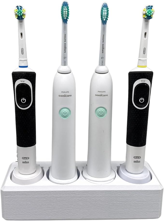 4 Slot Family Electric Toothbrush Charger Holder and Bathroom Organizer by Unknown