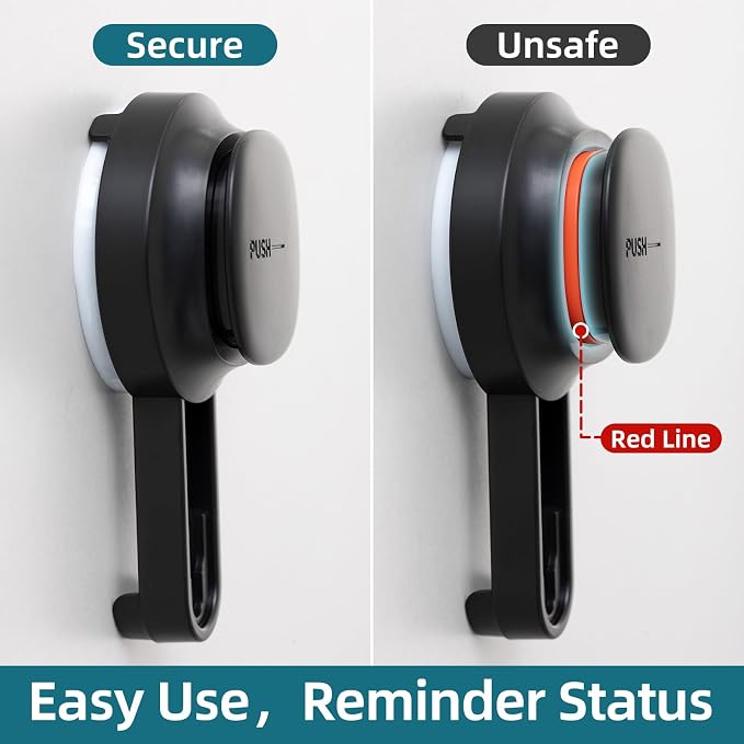 TAILI Shower Caddy Suction Cup Rustproof Metal Visible indicator Black - Image 9
