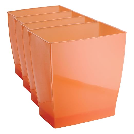 iDesign Small Plastic Bathroom Trash Can, Slim Rectangle Garbage Bin by iDesign