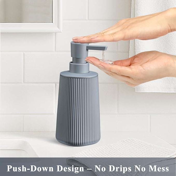 Gray Hand Soap Dispenser for Bathroom and Kitchen | No Rust Pump Refillable - Image 2