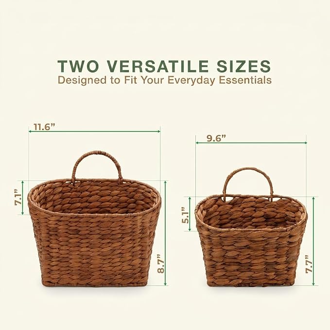 Set of 2 Red Brown Wicker Hanging Baskets - Image 6