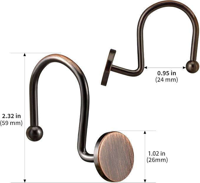 CHICTIE Bronze Shower Curtain Hooks, Oil Rubbed Rustproof Shower Curtain Rings - Image 5