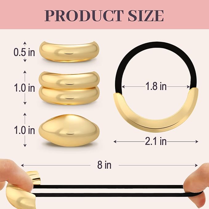 3PCS Metal Hair Tie For Women,Gold Cuffs,Metal Geometric Gold Hair Ties, Hair Accessories Stretchy and Non-Damage Ponytail Holders,Ponytail Cuff Hair Bands For Hair Styling (SET4)