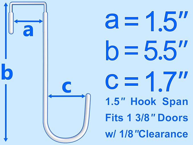Single Over Door Steel Hooks 8 Pack Fit 1-3/8" Door 5.5" White | Plastic Coated - Image 2