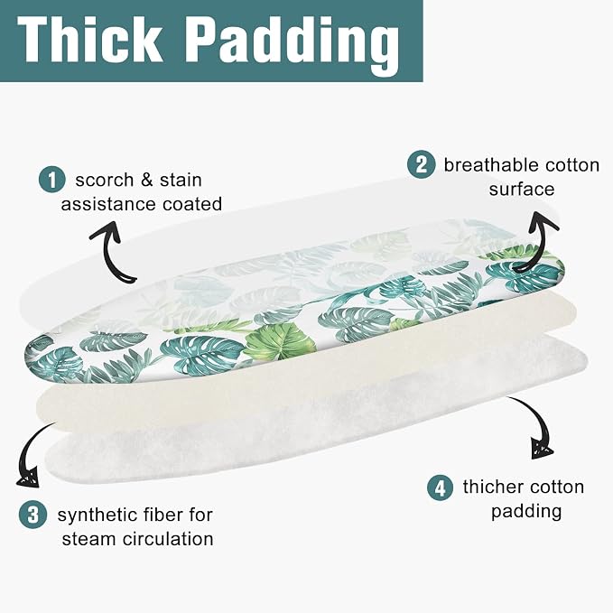 Ironing Board Cover and Pad 15" x 54", 4 Layers Extra Thick Iron Board Cover - Image 2