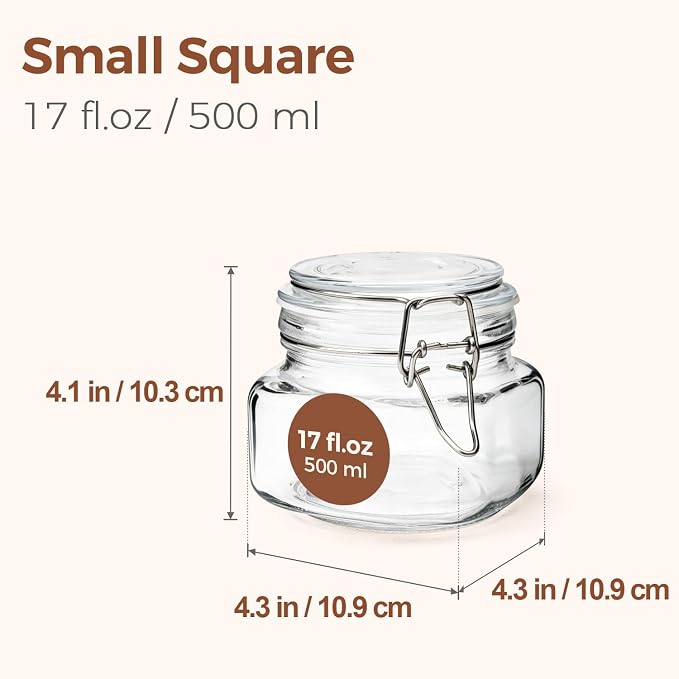 ComSaf Square Glass Food Jars 17 oz 6 Pack - Image 2