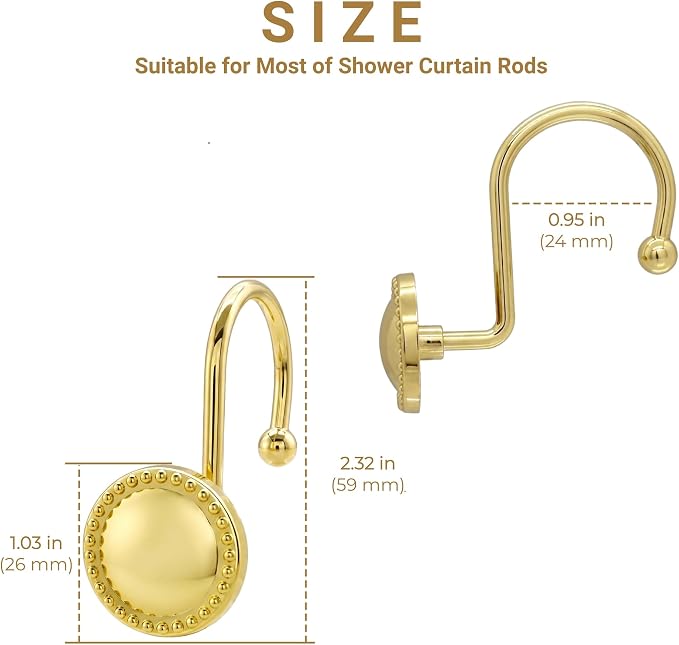 Shower Curtain Hooks, Rust-Resistant Decorative Rings, Smooth Glide, Circular - Image 2