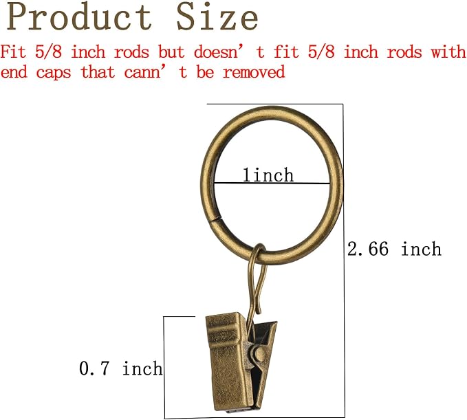 16 Pack Curtain Rings with Clips, Window Clip Rings Curtain Hooks Hangers Clip - Image 2