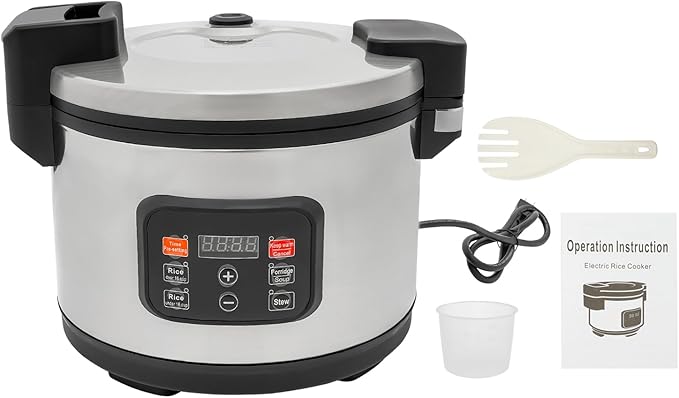 13.5Qt Rice Cooker, 110V 1850WCommercial Electric Rice Cooker, Rice Cooker Fast Cooking with Time Display & CookingTime Preset for Restaurant