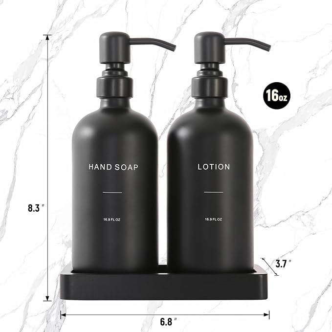 Prus Waso Black Soap Dispenser Bathroom Set | Soap and Lotion Dispenser Set - Image 7
