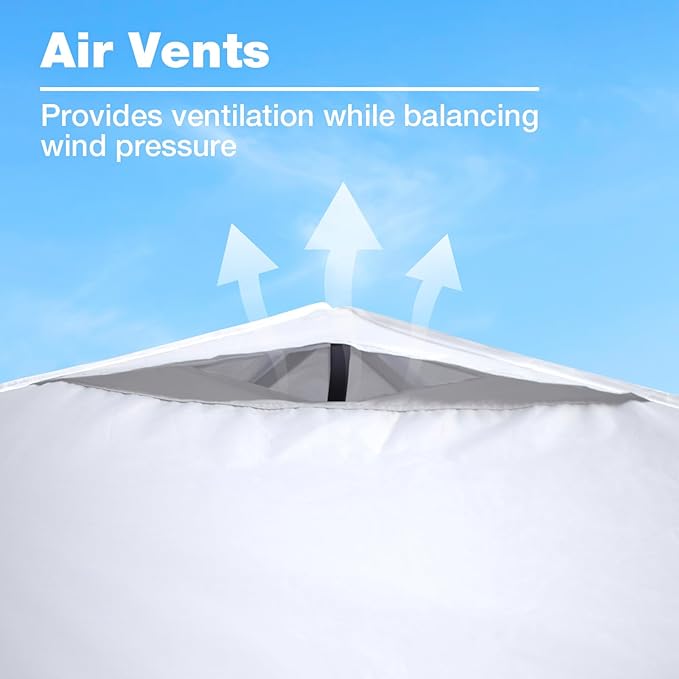 8x8 Canopy Replacement Top Cover with Air Vents for Pop up Canopy Gazebo Tent, with Adjustable Strap, Waterproof & Anti-UV for Outdoor Shade (Frame Not Included) (Off White)