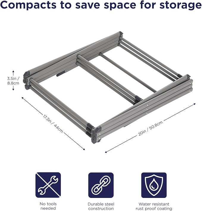 BLACK+DECKER 3 Tier Expandable Collapsing Foldable Laundry Rack - Image 3