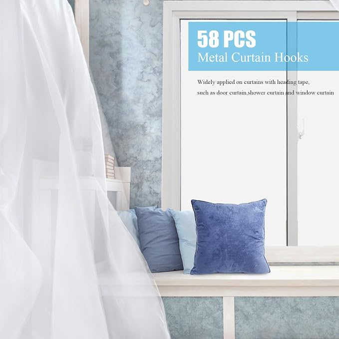 1.2 Inches Curtain Hooks, Sopito 58pcs Metal Drapery Pin and Hook - Image 5