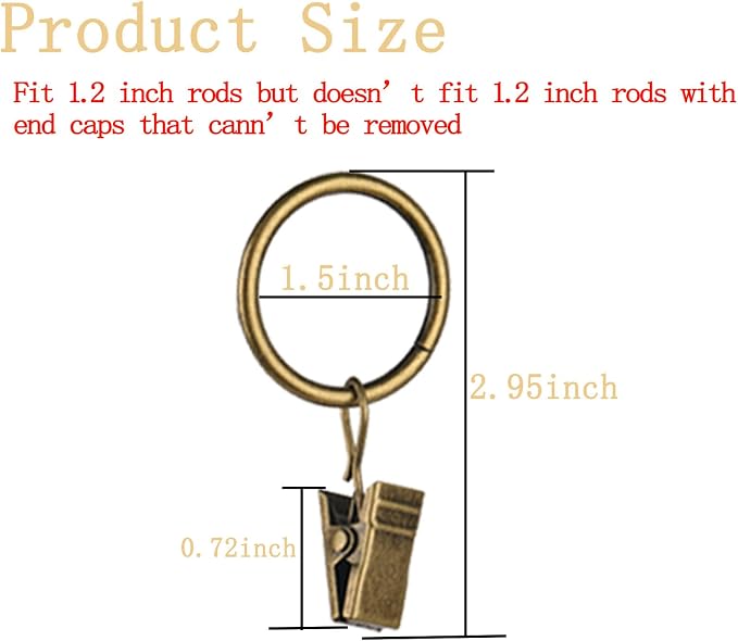 16 Pack Curtain Rings with Clips, Window Clip Rings Curtain Hooks Hangers Clip - Image 2