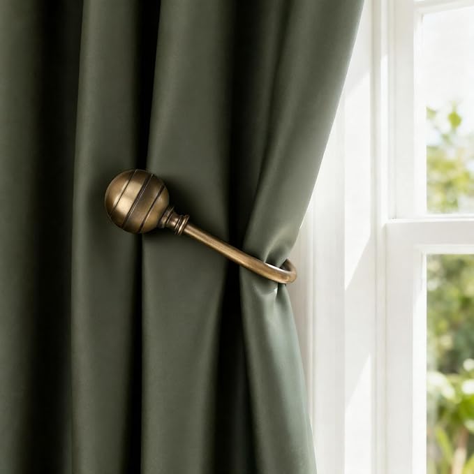 Large Curtain Holdbacks, Antique Brass - Image 4