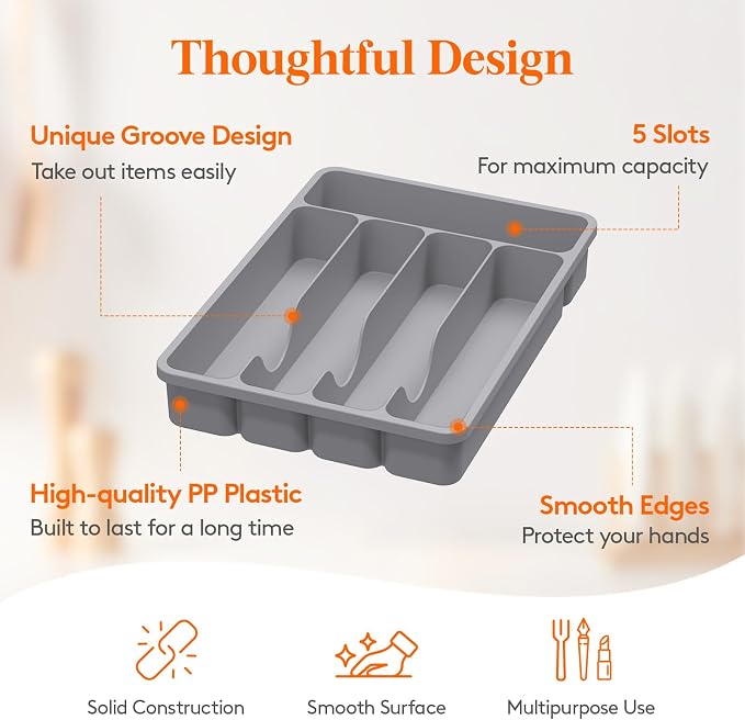 Lifewit Silverware Drawer Organizer Tray, Cutlery Storage - Image 3