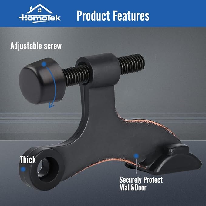 HOMOTEK 3 Pack Hinge Pin Oil Rubbed Bronze Door Stopper, Adjustable Deluxe - Image 2