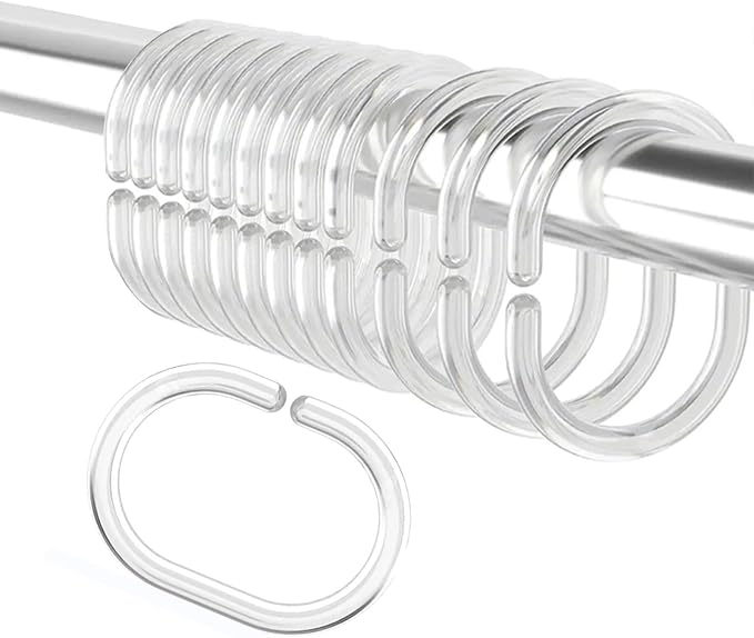24 Pcs Clear Plastic Shower Curtain Hooks - Image 6