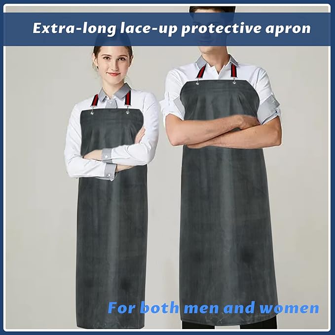 Thick Rubber Apron,Professional Waterproof Chemical Oil Resistant Aprons for Dishwashing,Dog Grooming,Butcher(1 pack)