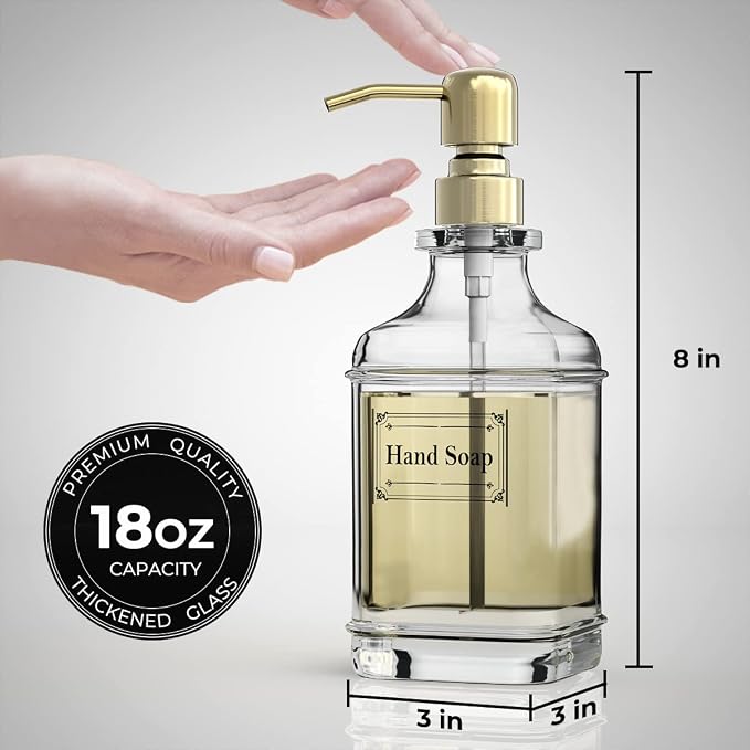 Soap Dispenser - 2 Pack, 18 Oz Antique Design Thick Glass Hand Soap Dispensers; - Image 4