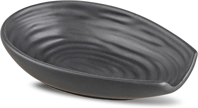 Hasense Spoon Rest for Kitchen Countertop and Stove Top, Stable Heat-resistant Spoon Holder for Home Kitchen Coffee Bar Cooking, Matte Black Utensil Rest for Spatula Ladles Tongs, 1 PC
