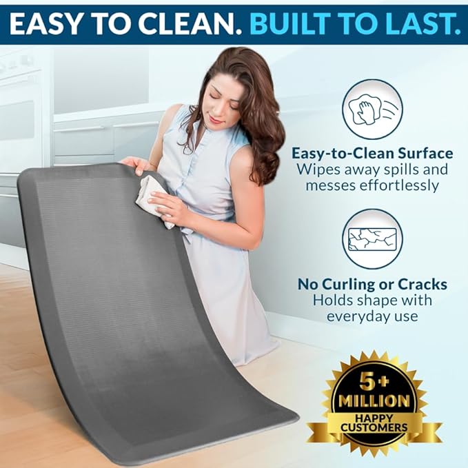 ComfiLife Anti Fatigue Floor Mat – 3/4 Inch Thick Kitchen Mats for Floor, Standing Desk Mat, Kitchen Rug – Comfort at Home, Office – Durable – Stain Resistant – Non-Slip Bottom (24" x 70", Gray)