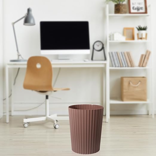 JiatuA Small Bathroom Trash Can Plastic Wastebasket Garbage Can Brown | Sturdy - Image 4
