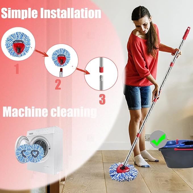 ANREKEYH Spin Mop Head, Handle Replacement - Image 3