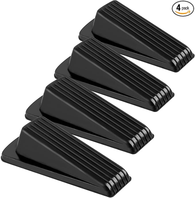 4 Pack Door Stoppers, Rubber for Bottom of Door, Rubber Door Stopper Wedge by Utron
