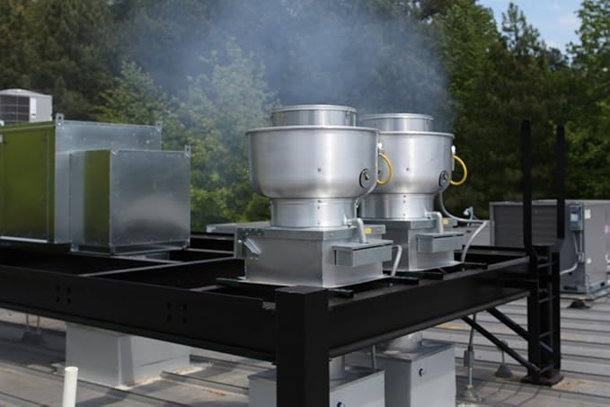 Stainless Steel Commercial Exhaust Only Hood System, Includes Stainless Steel Exhaust Only Hood, Rooftop Exhaust Fan, and Roof Curb (9' Wall Exhaust Only Hood & Fan)