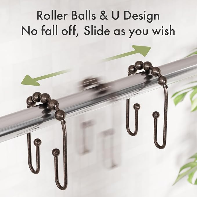 AmazerBath Shower Curtain Hooks Bronze Shower Curtain Rings Rust Proof - Image 4