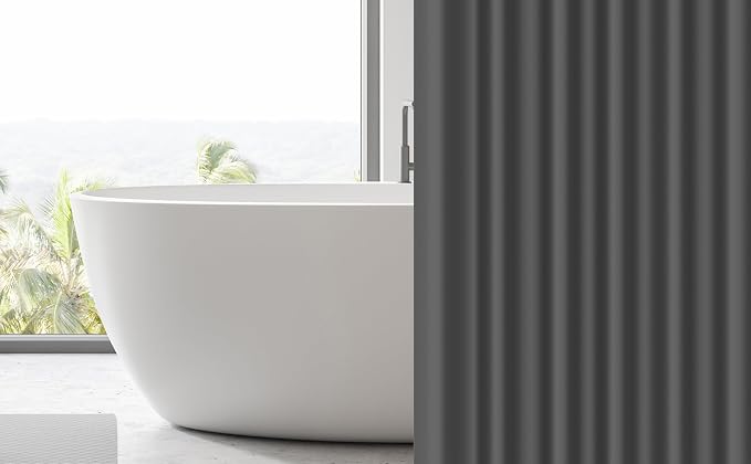 EHZNZIE Dark Grey Shower Curtain Liner 72x72, PEVA Waterproof Bath Curtain - Image 9