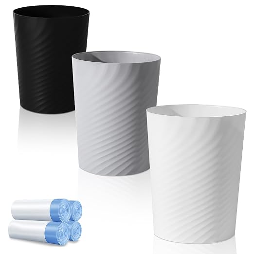 Small Bathroom Trash Can with Bags Garbage Can, 3 Pack, Kids Room, 1.8 Gallo by UUJOLY