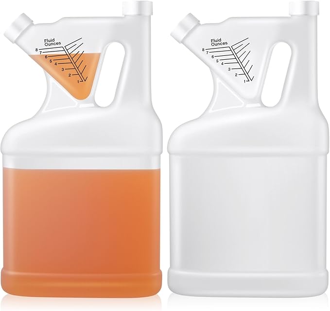 2 Pcs 128oz Measure Container Tip and Pour Measuring Containers Plastic Measuring Bottle, 8oz Measure Capacity