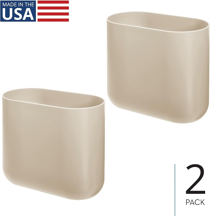 iDesign Small Slim Plastic Bathroom Trash Can - Image 2